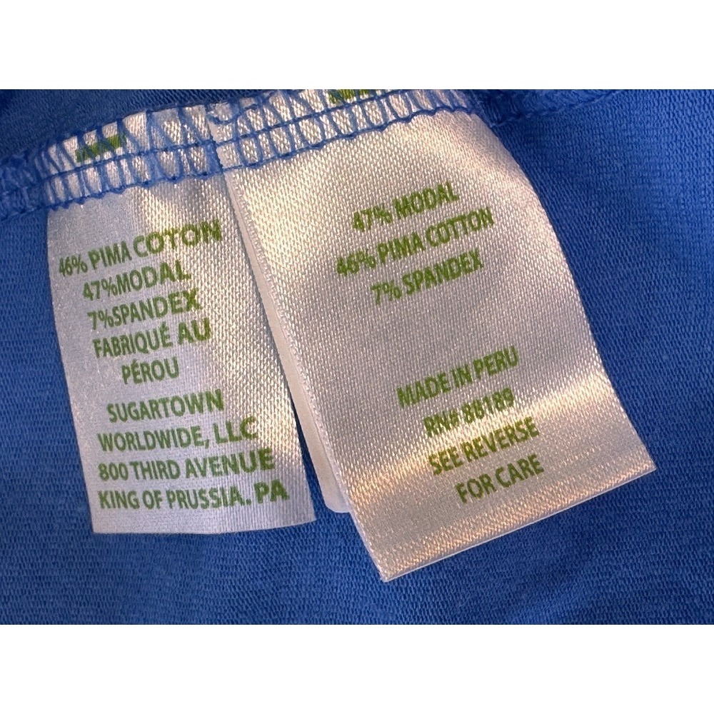 Lilly Pulitzer Lula Top Tropical Bllue Ruffle Short Sleeve XS EUC Pima Modal - Picture 7 of 8